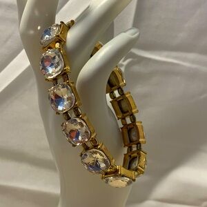 Gold Bracelet With Clear Gems